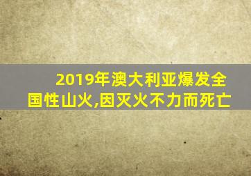 2019年澳大利亚爆发全国性山火,因灭火不力而死亡