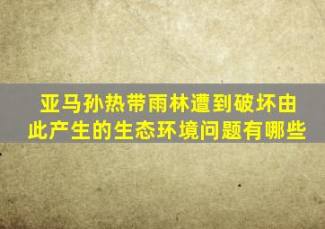 亚马孙热带雨林遭到破坏由此产生的生态环境问题有哪些