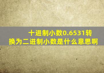 十进制小数0.6531转换为二进制小数是什么意思啊
