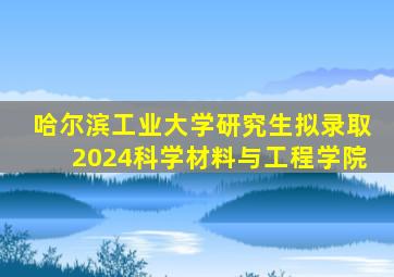 哈尔滨工业大学研究生拟录取2024科学材料与工程学院