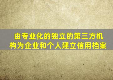 由专业化的独立的第三方机构为企业和个人建立信用档案