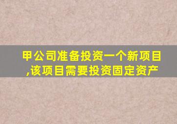 甲公司准备投资一个新项目,该项目需要投资固定资产