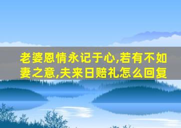 老婆恩情永记于心,若有不如妻之意,夫来日赔礼怎么回复