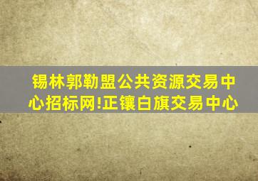 锡林郭勒盟公共资源交易中心招标网!正镶白旗交易中心